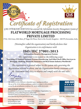 flatworld Solutions ISO certificate